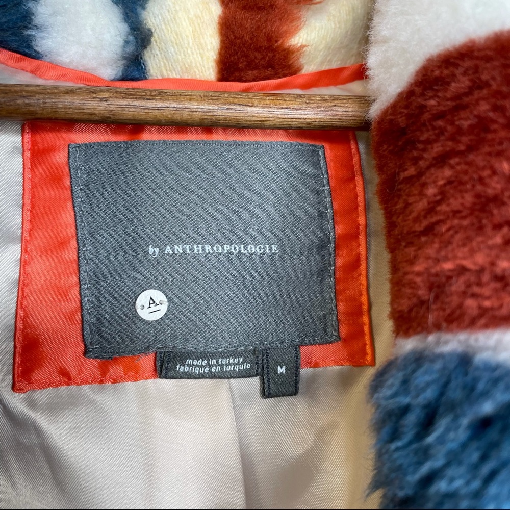 Anthropologie faux fur multicolor coat size M - Picture 7 of 15